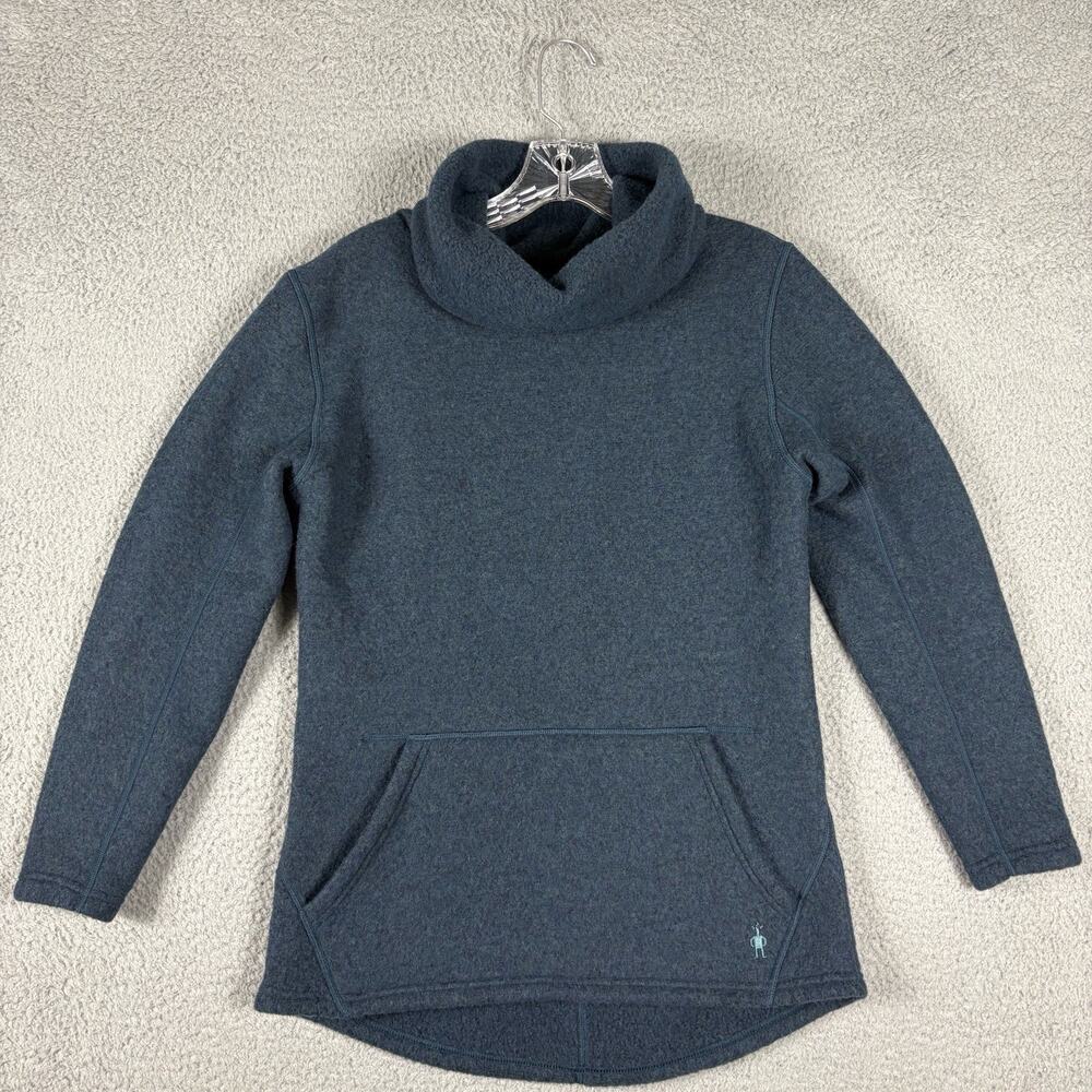 Smartwool Hudson Trail Sweater Women's Small Twilight Blue Fleece Pullover